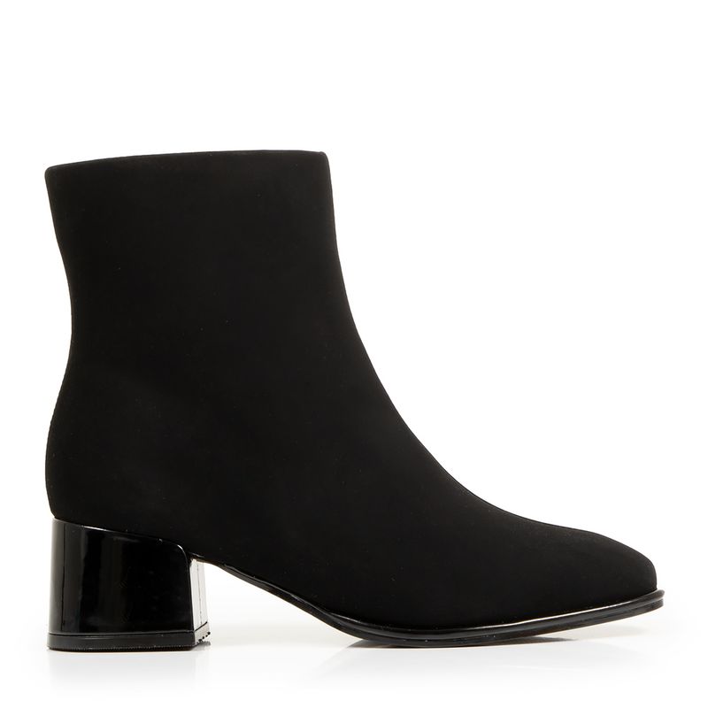 Ankle Boot Nobuck Preto Salto 12