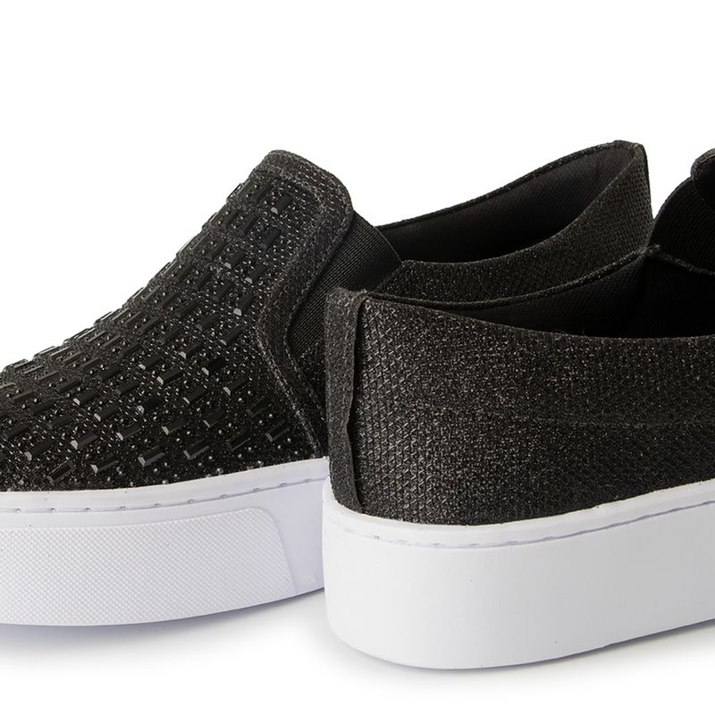 Slip on feminino preto best sale com brilho