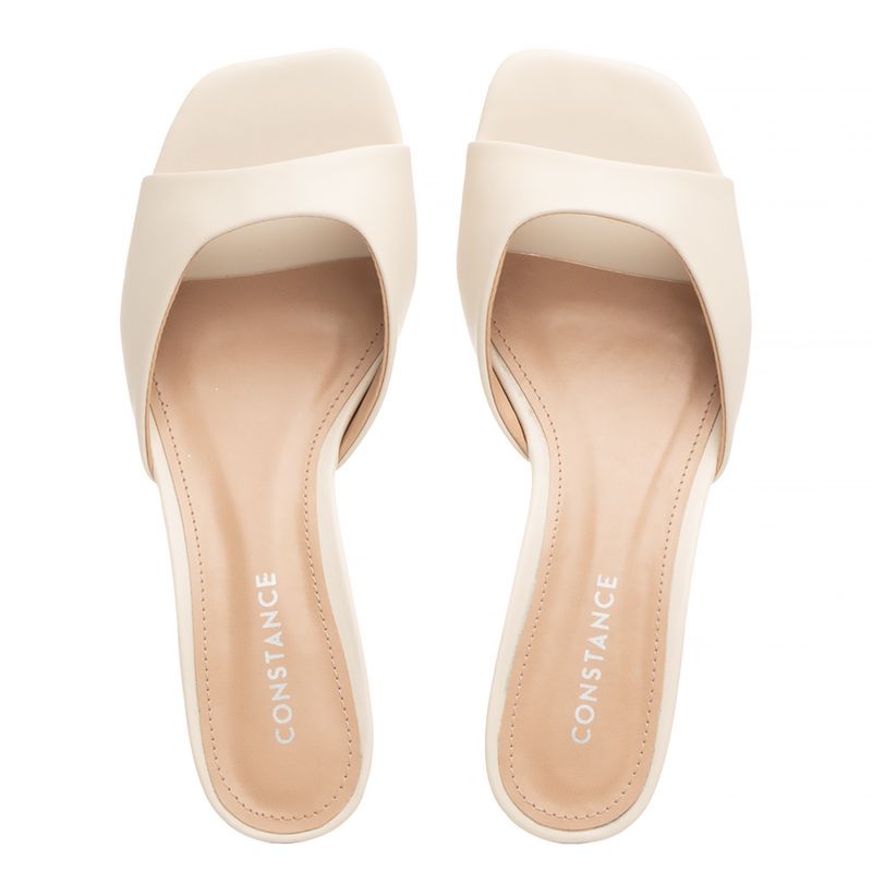 Tamanco Off White salto taça baixo - Constance Calçados