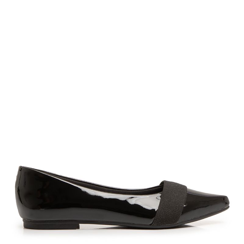 Sapatilha Preta Verniz Gorgurão Constance Calçados