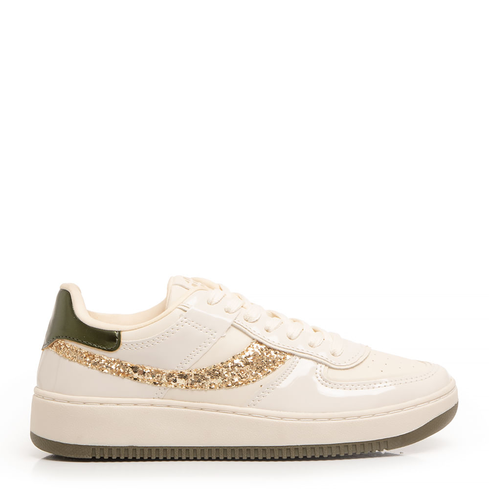 Tênis Off White Glitter Dourado Constance Calçados