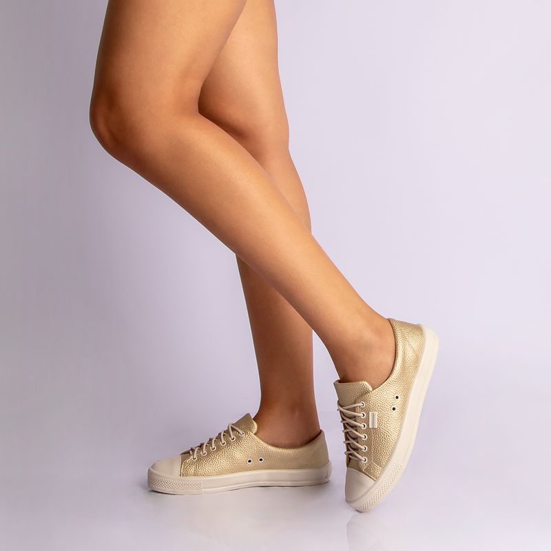 Dourado Feminino Tenis Dourado Constance Tênis Dourado Linha