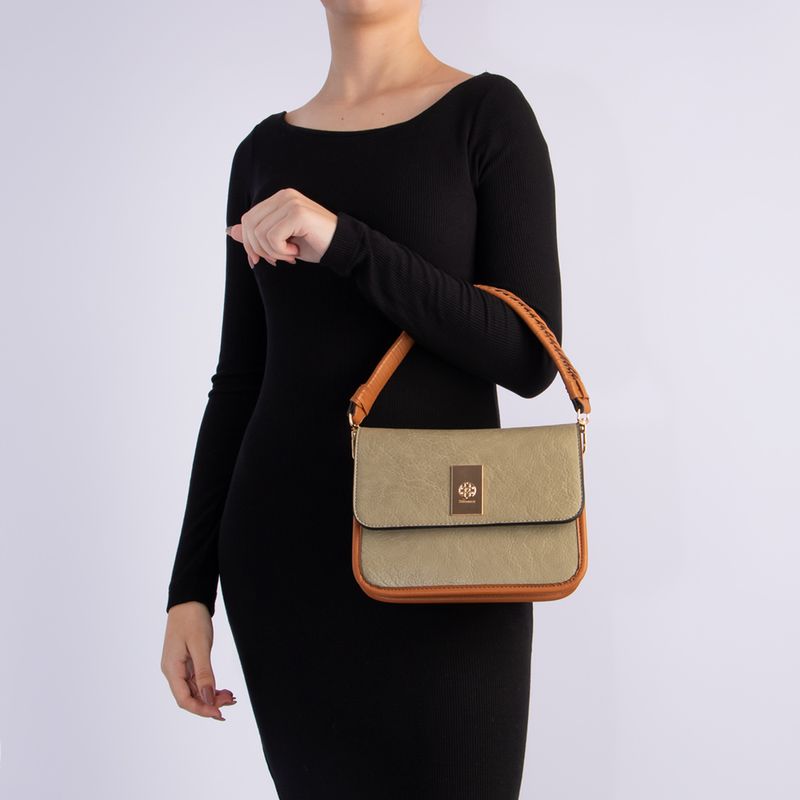 Bolsa Verde Média Tiracolo Alça Macramê - Constance Calçados