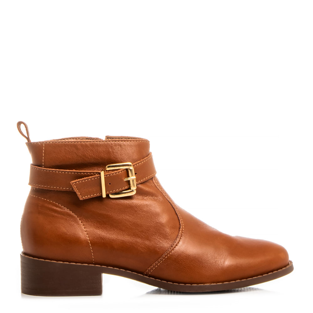 Ankle Boot Caramelo Couro Constance Calçados
