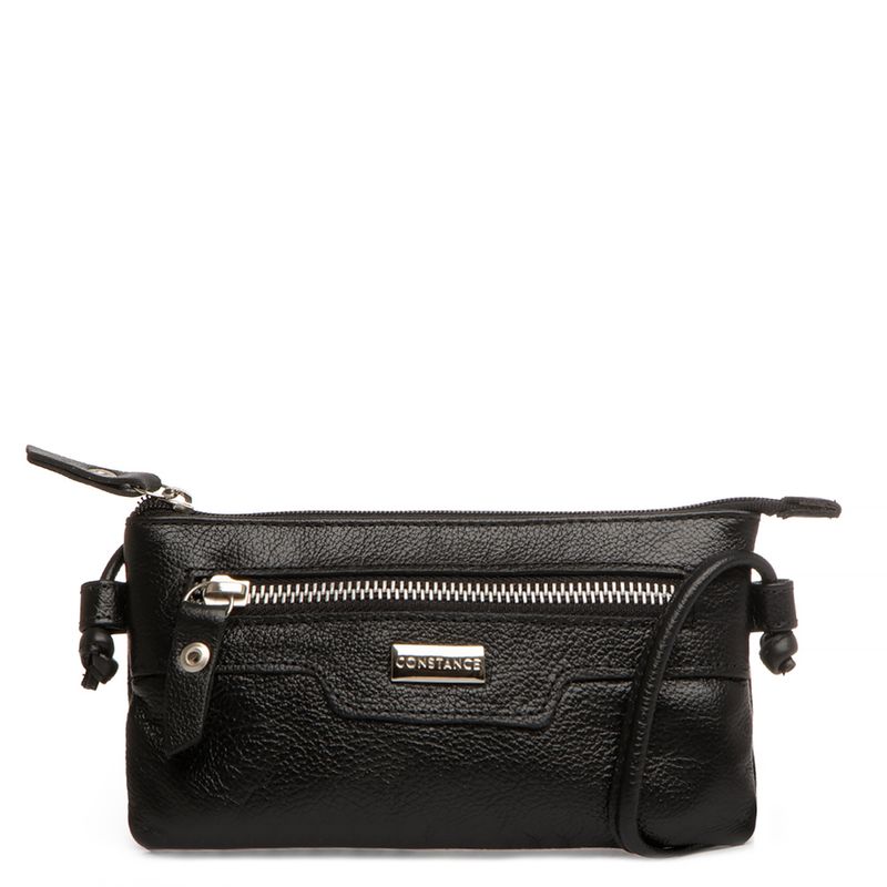 Mini Bolsa Tiracolo Couro Preta Constance Calçados