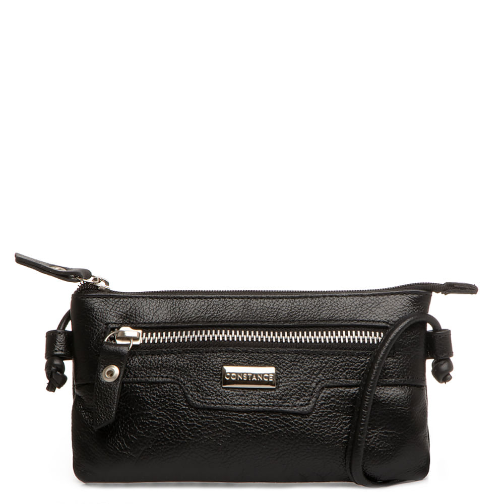 Mini Bolsa Tiracolo Couro Preta Constance Calçados