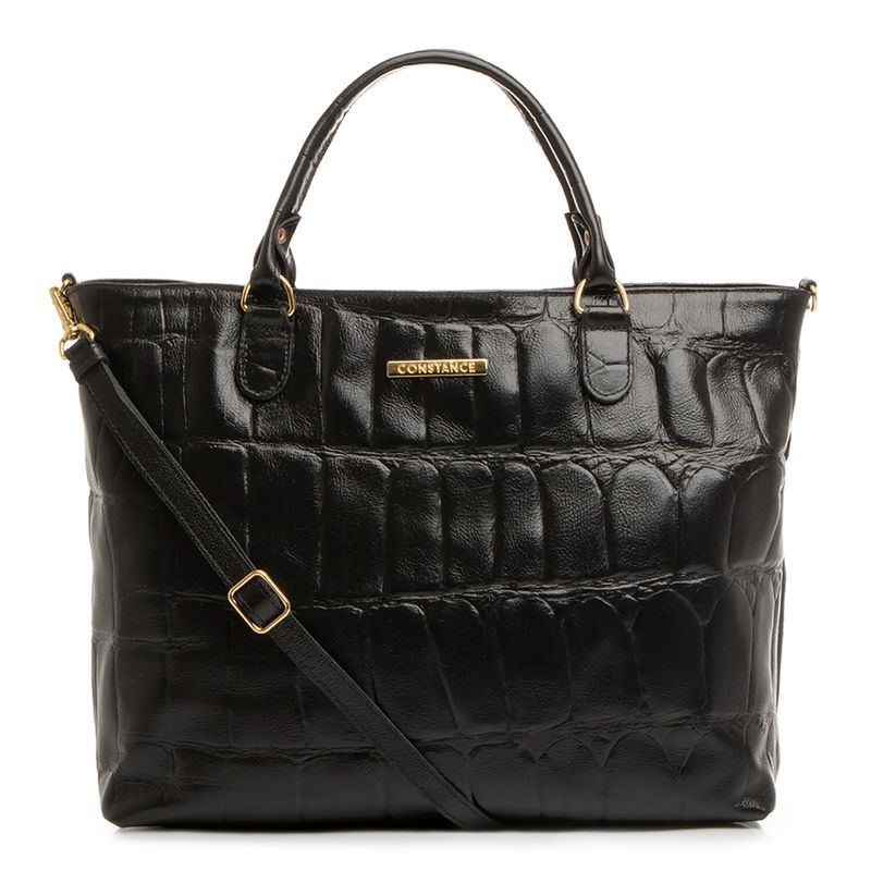 Bolsa Grande Preta Couro Constance Calçados