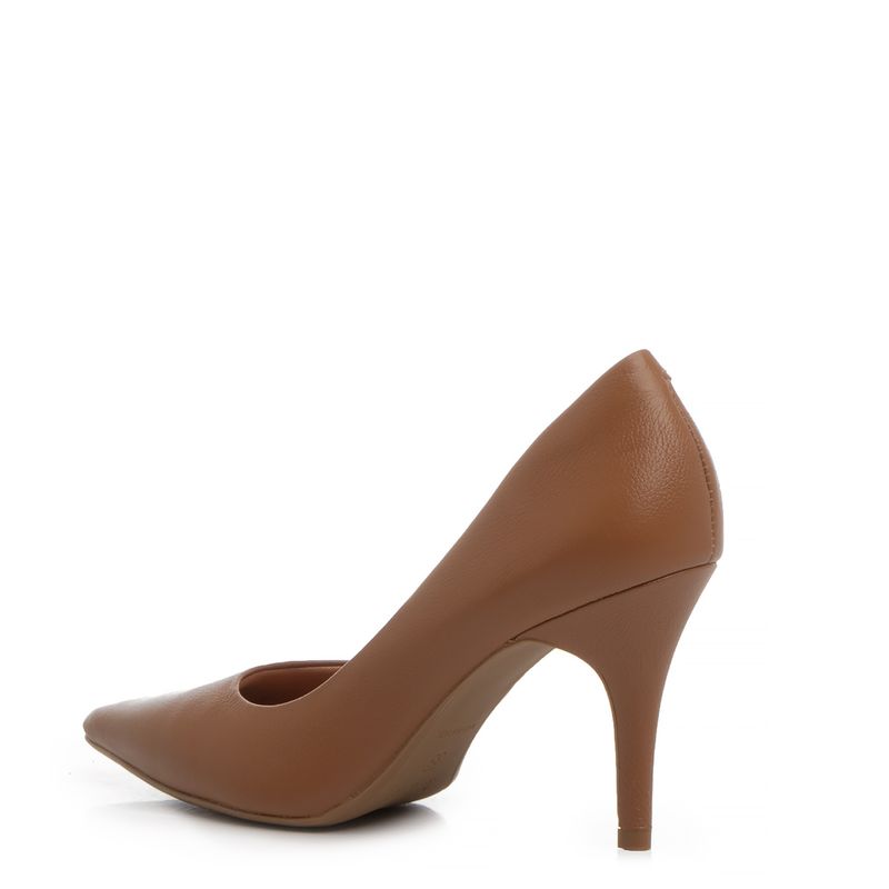 Scarpin Couro Salto Alto Fino Caramelo Constance Calçados