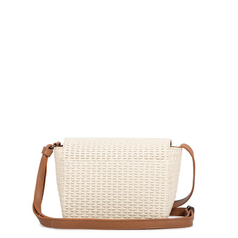 Bolsa Crossbody Couro Off White Tramado - Constance Calçados