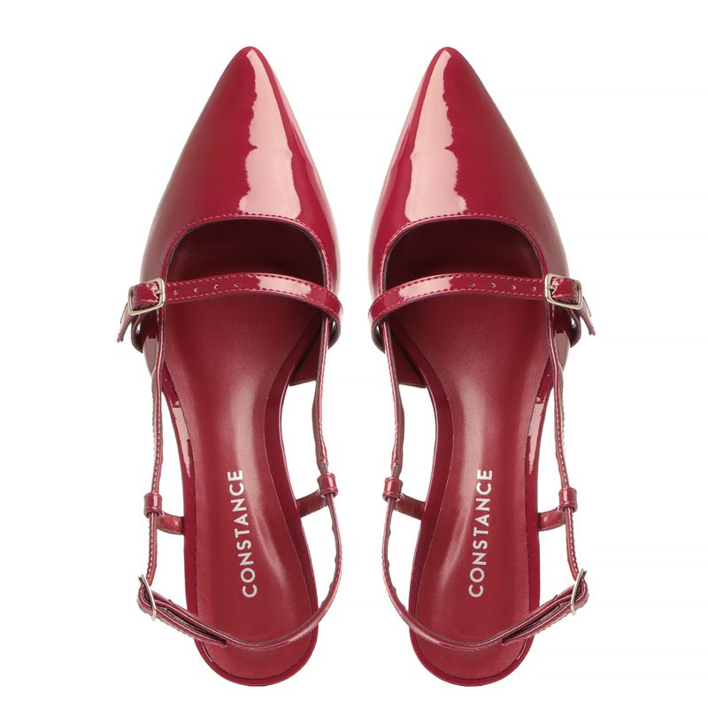 Constance Scarpin Vermelho E Preto Scarpin Preto Verniz Salto Alto - Main Image