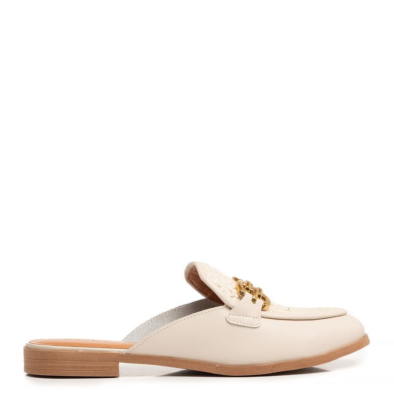 靴 off-White mule Mule Off White com detalhe em crochê - Constance Calçados