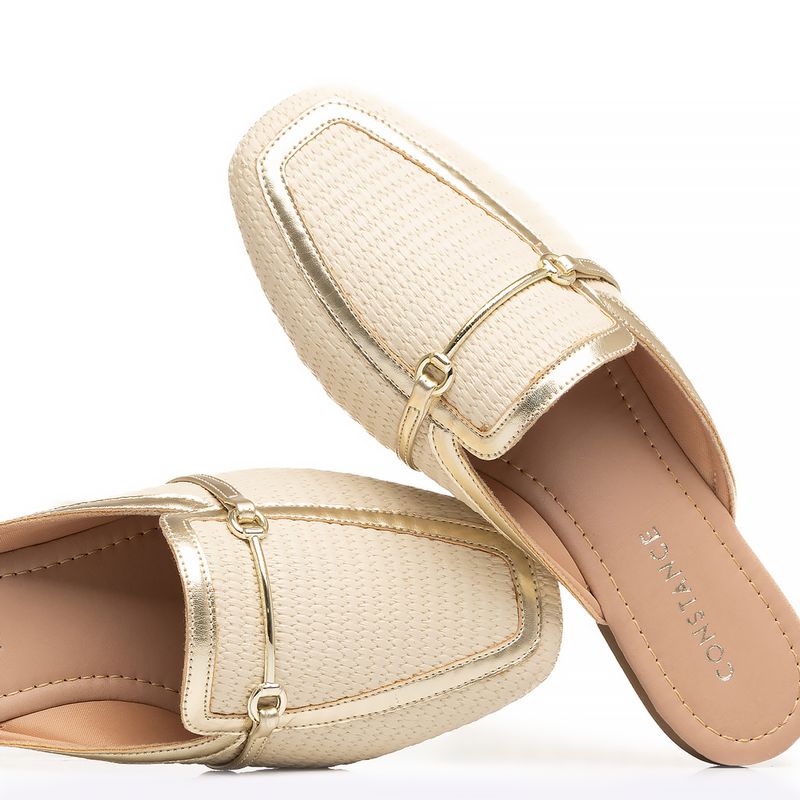 Mule Off White Textura Ráfia - Constance Calçados