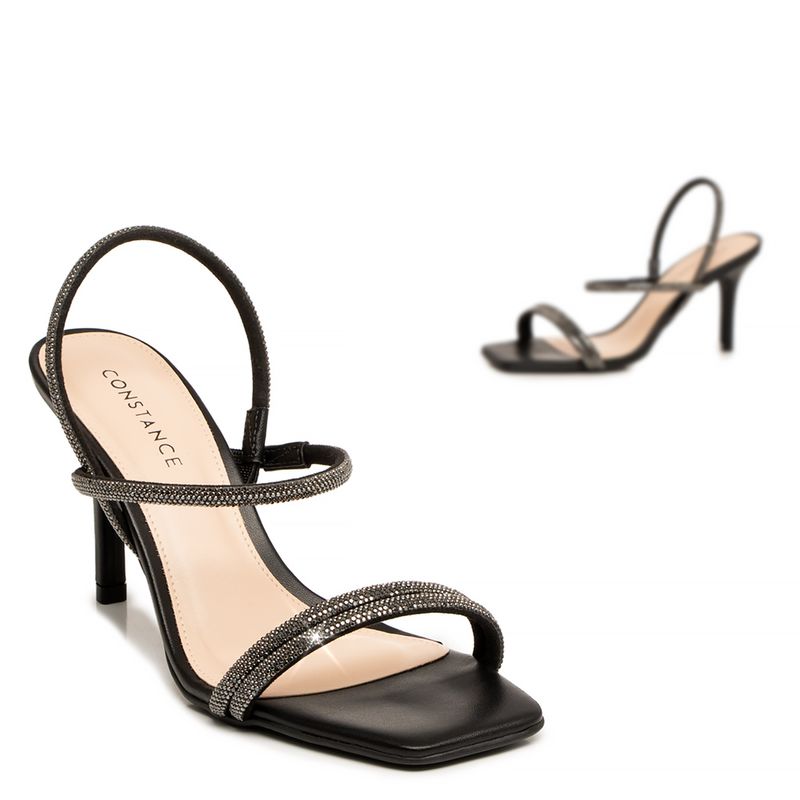 Strass Sandalia Constance Preta Sandália Preta Strass Calce Fácil