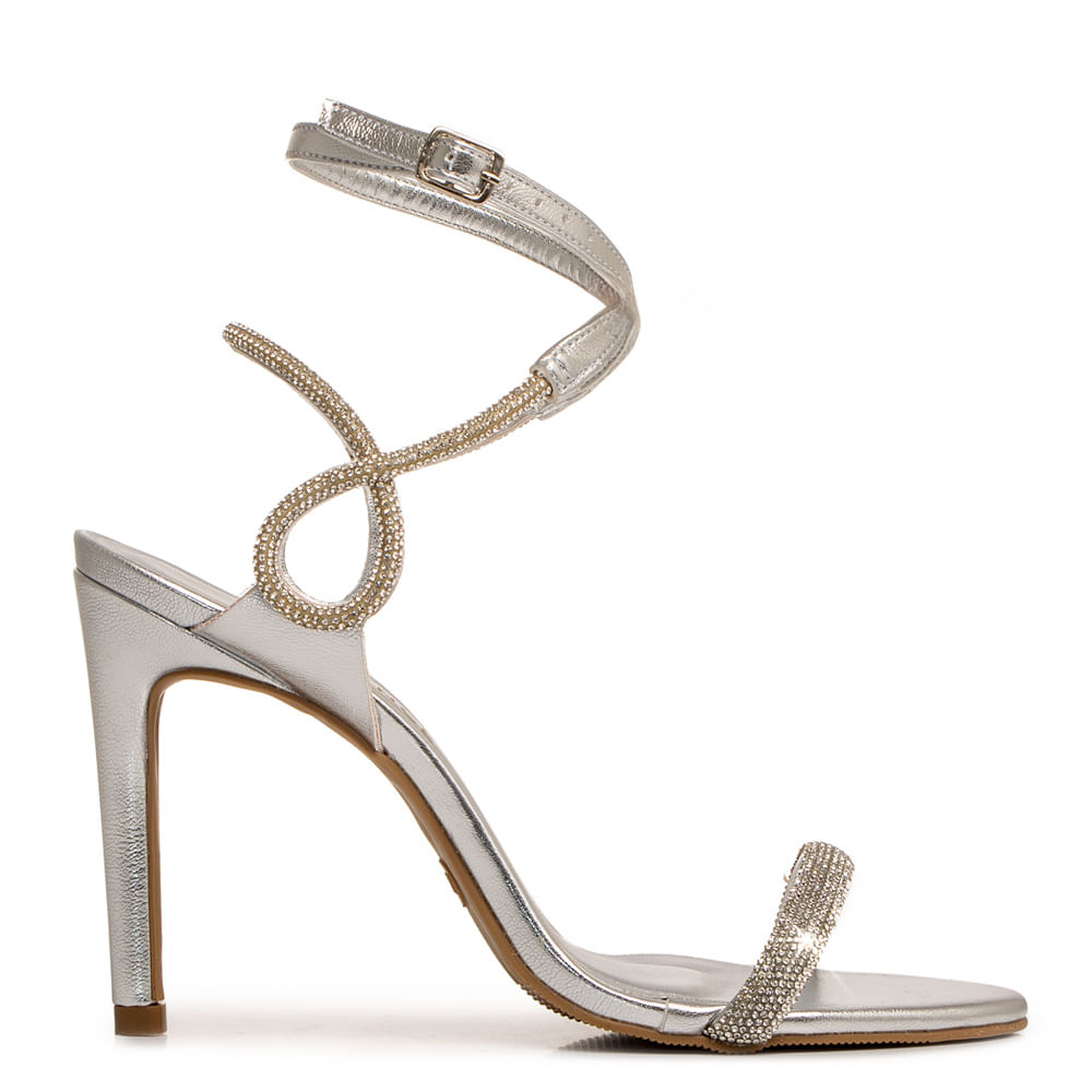 Sandália Prata Strass Constance Calçados