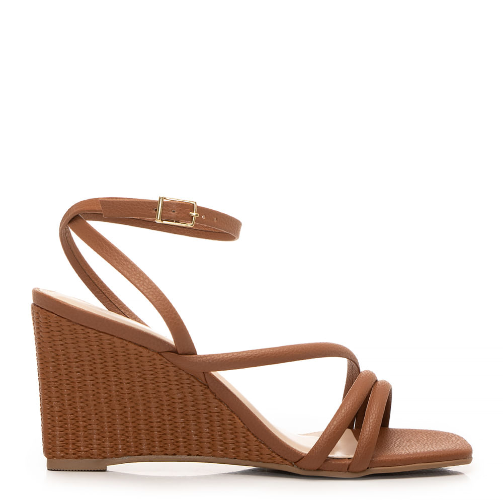 Sandalia Anabela Sapato Anabela Marrom Anabela Marrom Texturizada