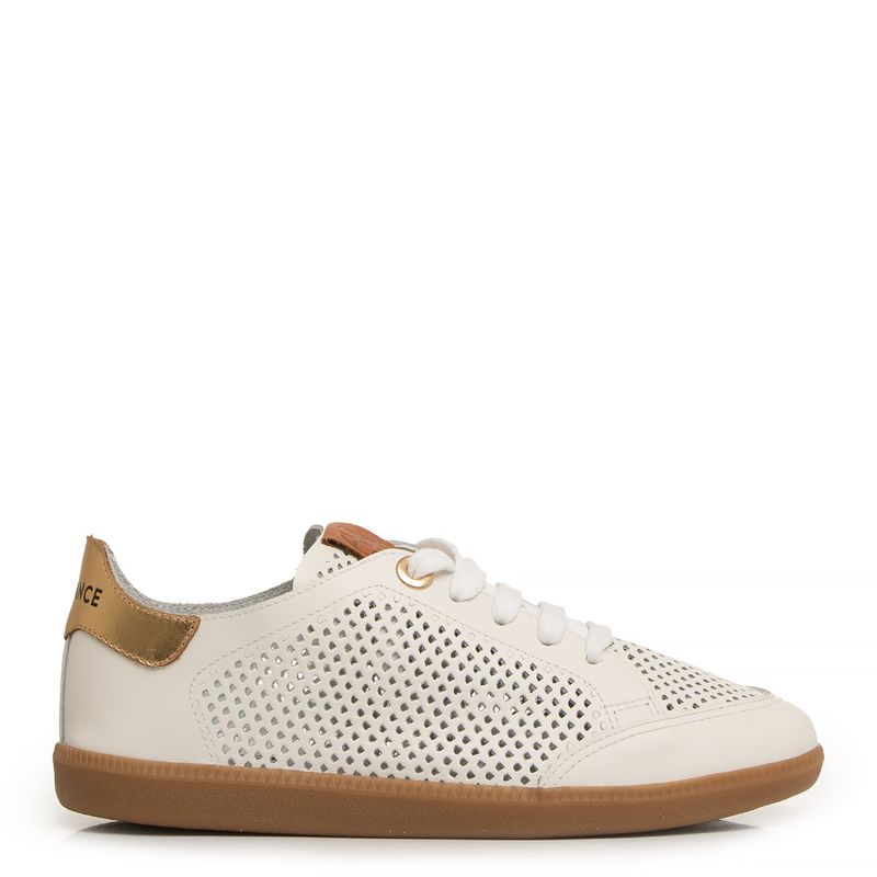 Tênis Branco Couro Recorte Constance Calçados