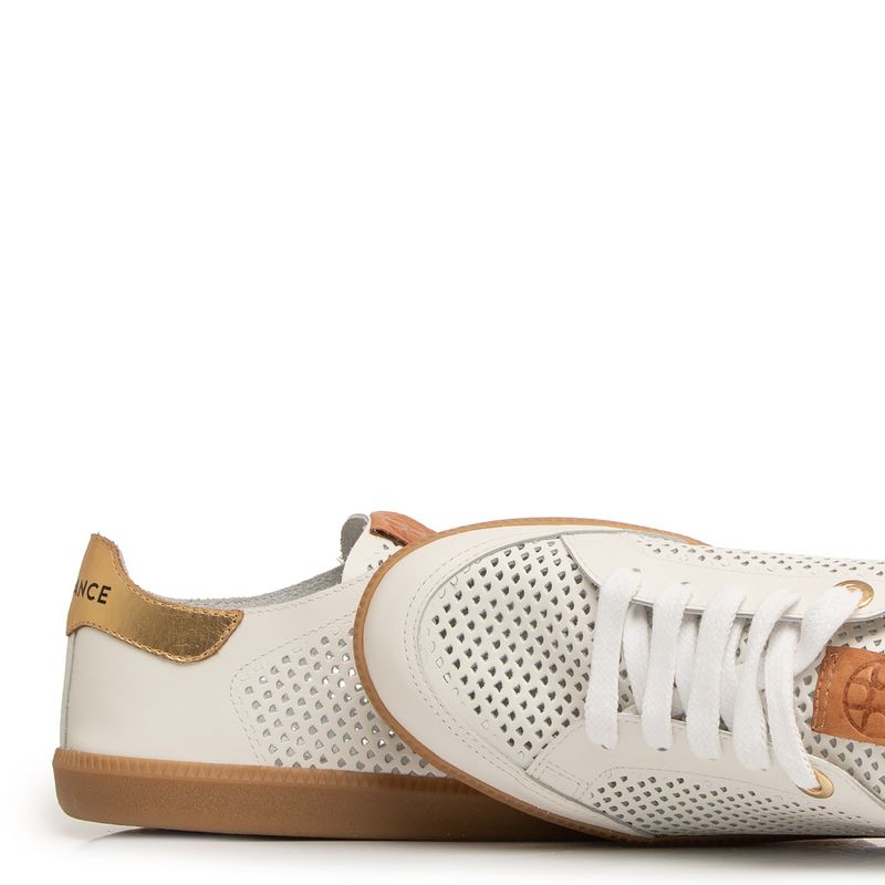 Tênis Branco Couro Recorte Constance Calçados