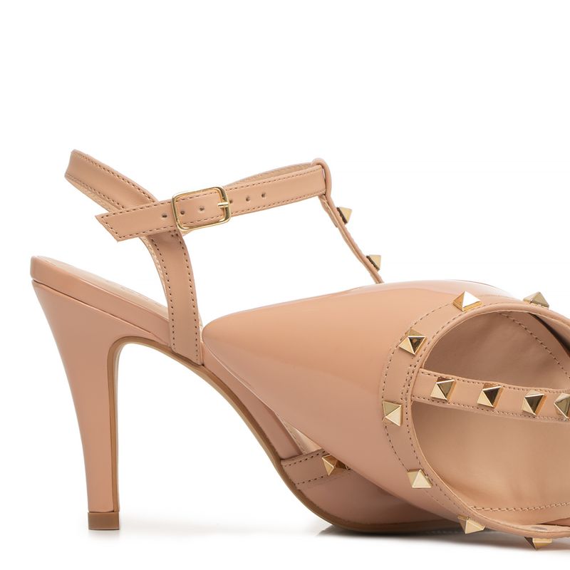 Scarpin Slingback Nude Verniz Spikes - Constance Calçados Scarpin Slingback Nude Verniz Spikes - Constance Calçados
