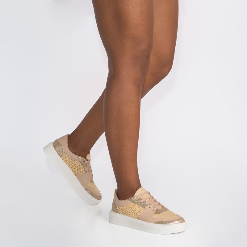 Tênis Bege Tressê Multi Recortes - Constance Calçados