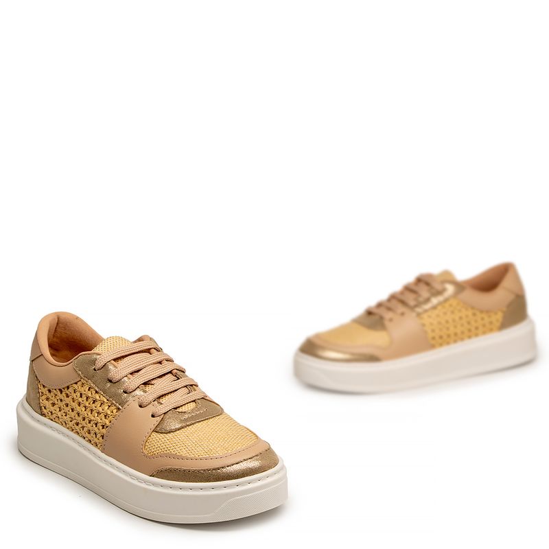 Tênis Bege Tressê Multi Recortes - Constance Calçados