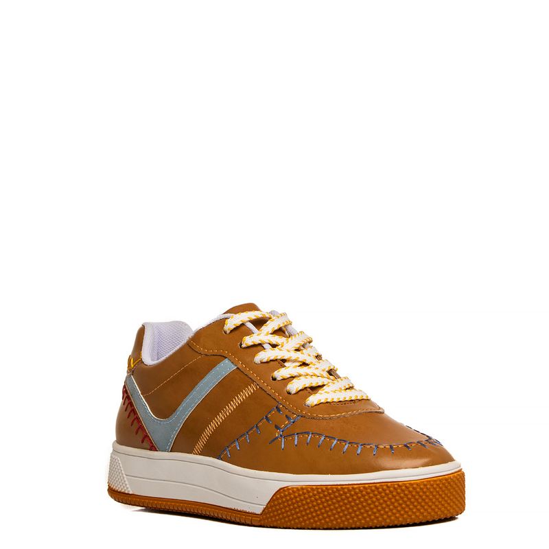 Tênis Caramelo Costuras Multicolor - Constance Calçados