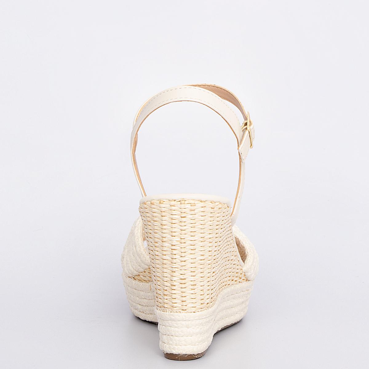 Sandália Anabela Off White Nó Constance Calçados