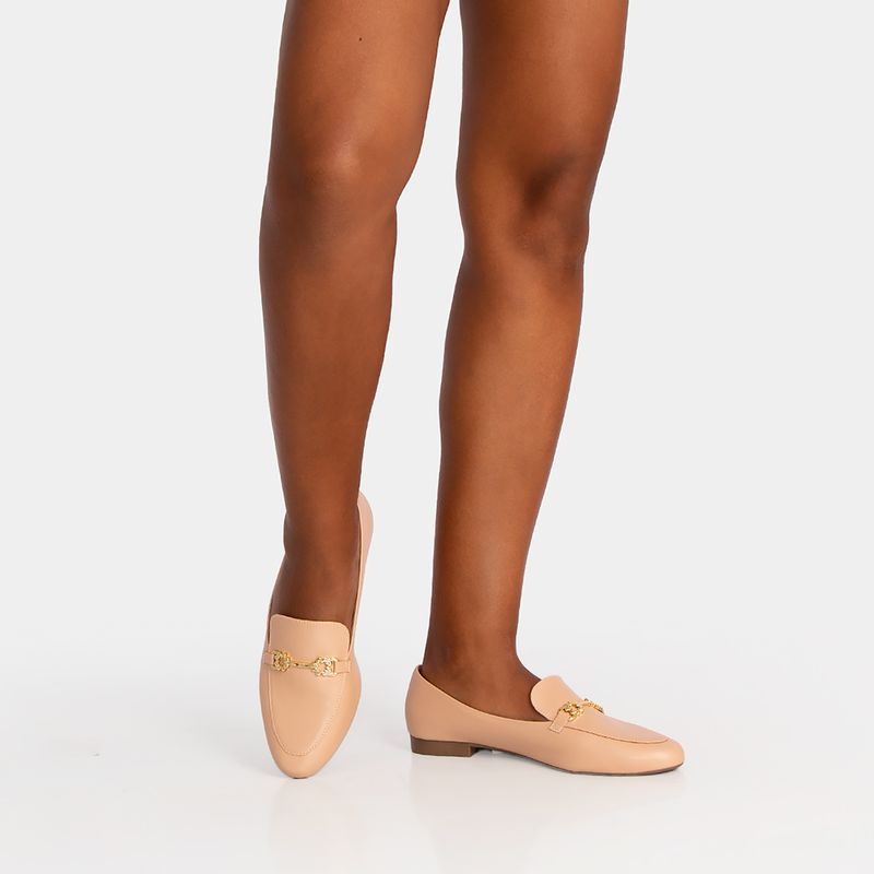 Mocassim Nude Bridão Trevo - Constance Calçados