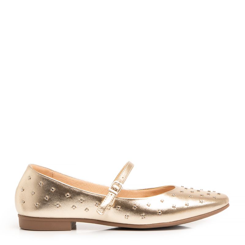 Sapatilha Dourada Boneca Tachas Constance Calçados
