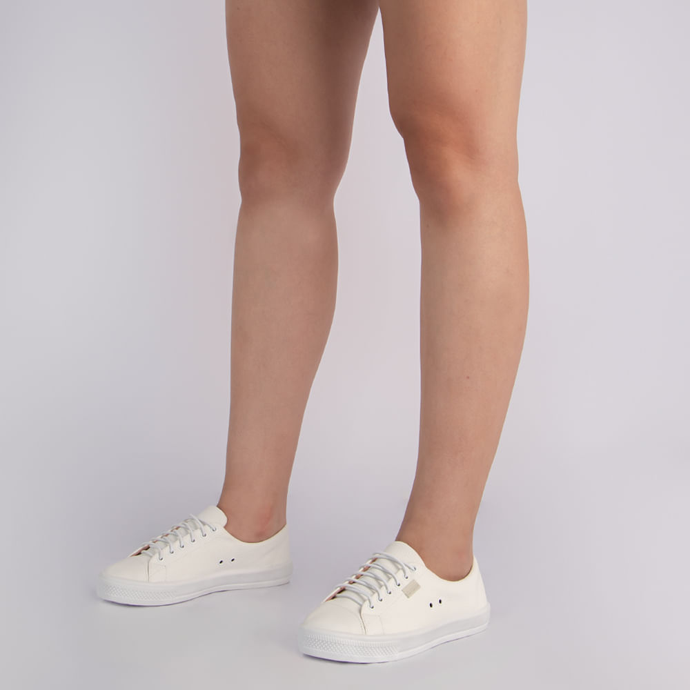 Tenis Comfortflex TÃªnis Couro Branco Feminino Couro Branco Tenis