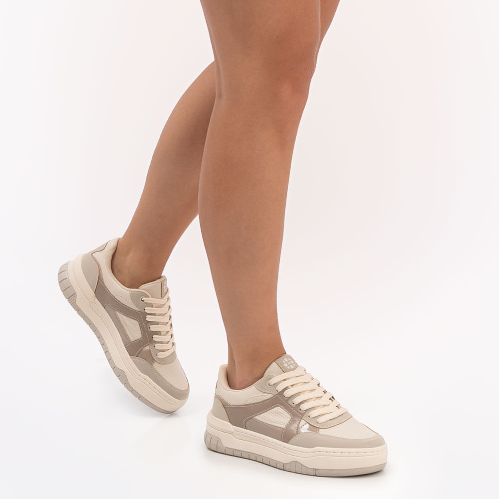 Tenis Cinza Recortes - Constance Calçados