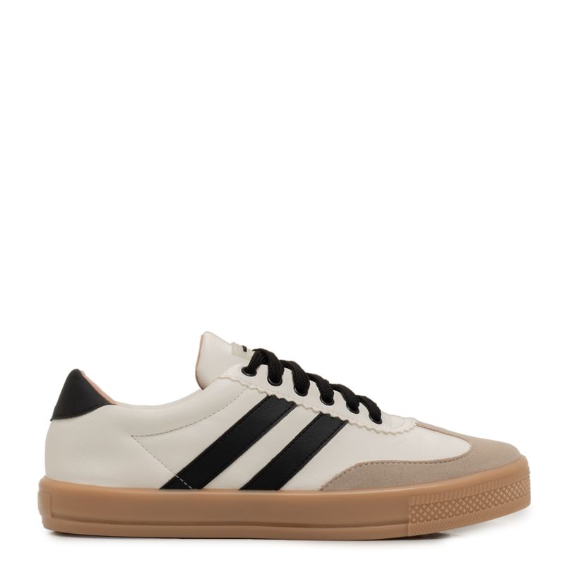 こったん Tênis Recortes Comfort Branco e Preto - Constance Calçados