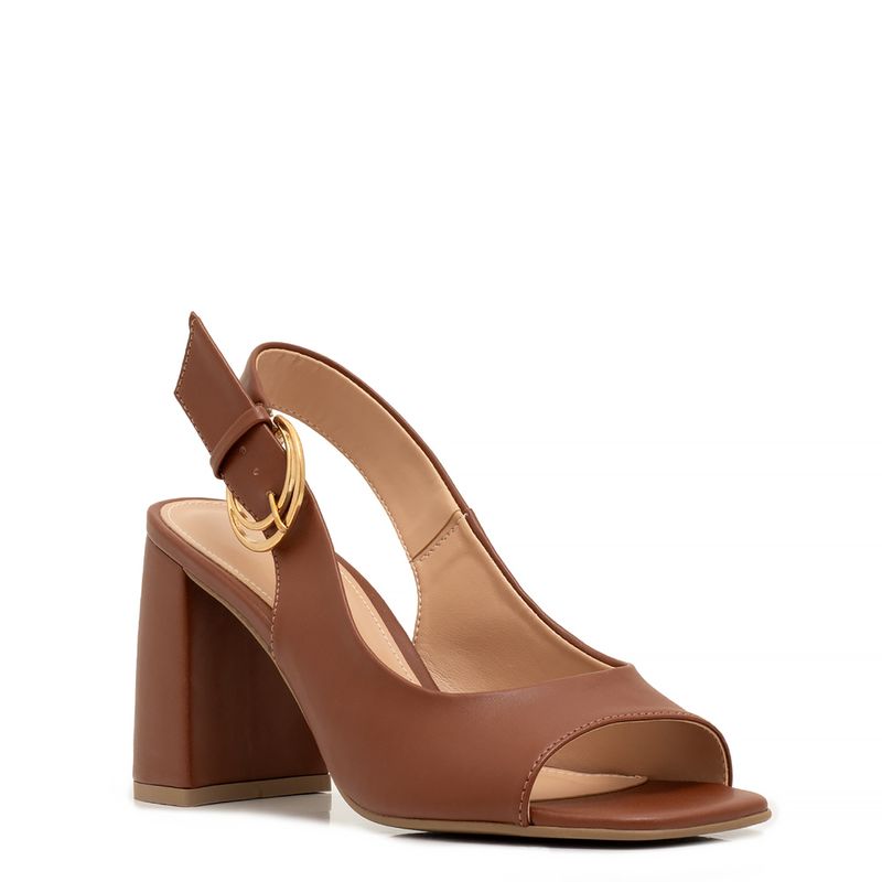 Sandália Peep Toe Caramelo - Constance Calçados