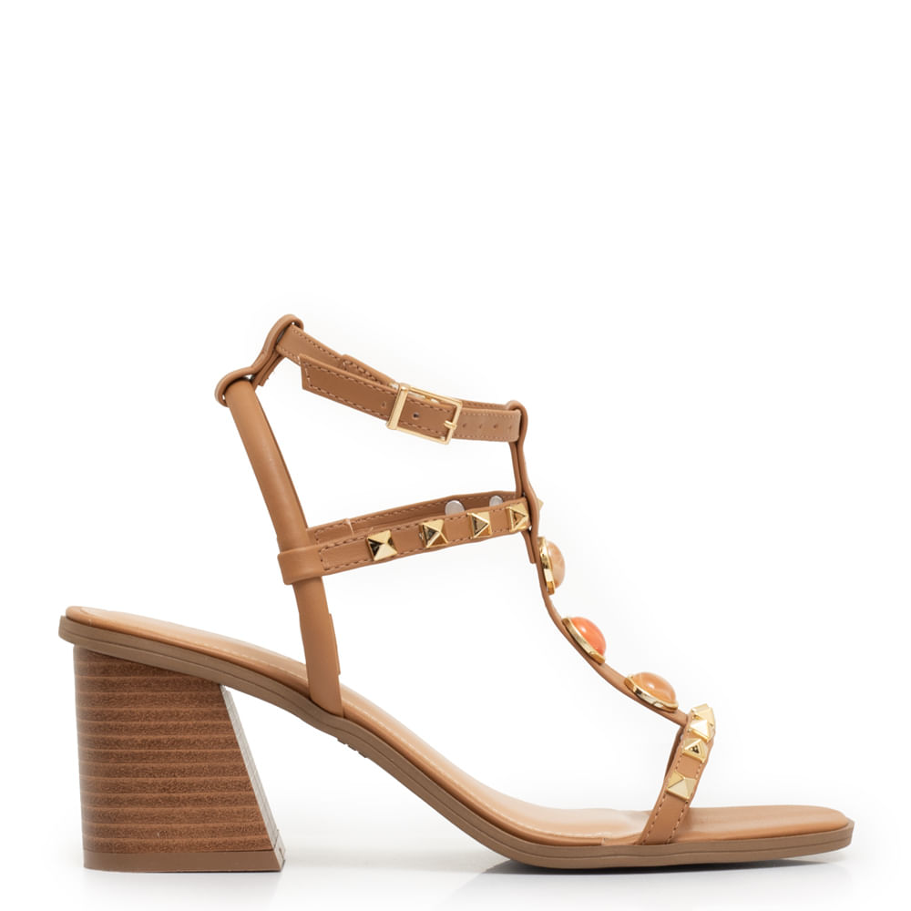 Constance Rasteirinha Spike Sandalia Spikes Caramelo Sandália