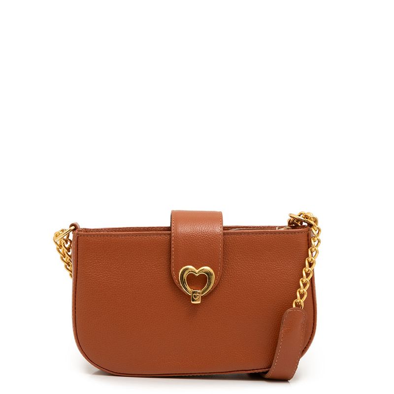 Bolsa Tiracolo Couro Fecho de Coração - Constance Calçados