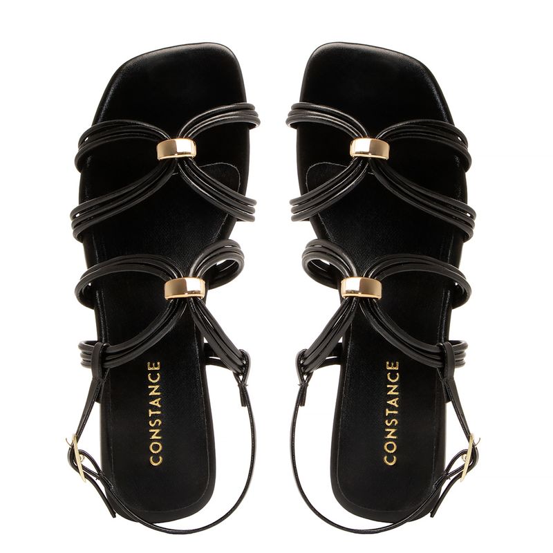 Rasteira Multi Tiras Preta Constance Calçados