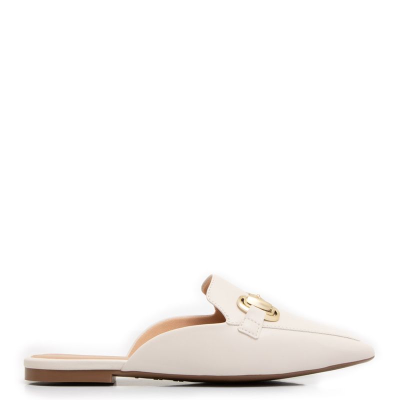 Mule Bico Quadrado Bridão Off White - Constance Calçados