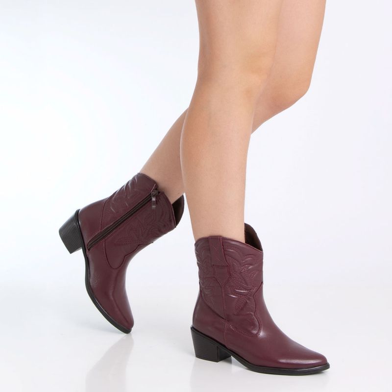Bota Couro Botas Loja Constance Bota Couro Bordo Bordado Constance
