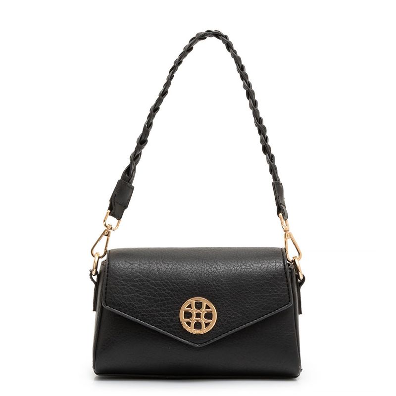 たかこ　0911 Bolsa Tiracolo Alça Trançada Preta - Constance Calçados