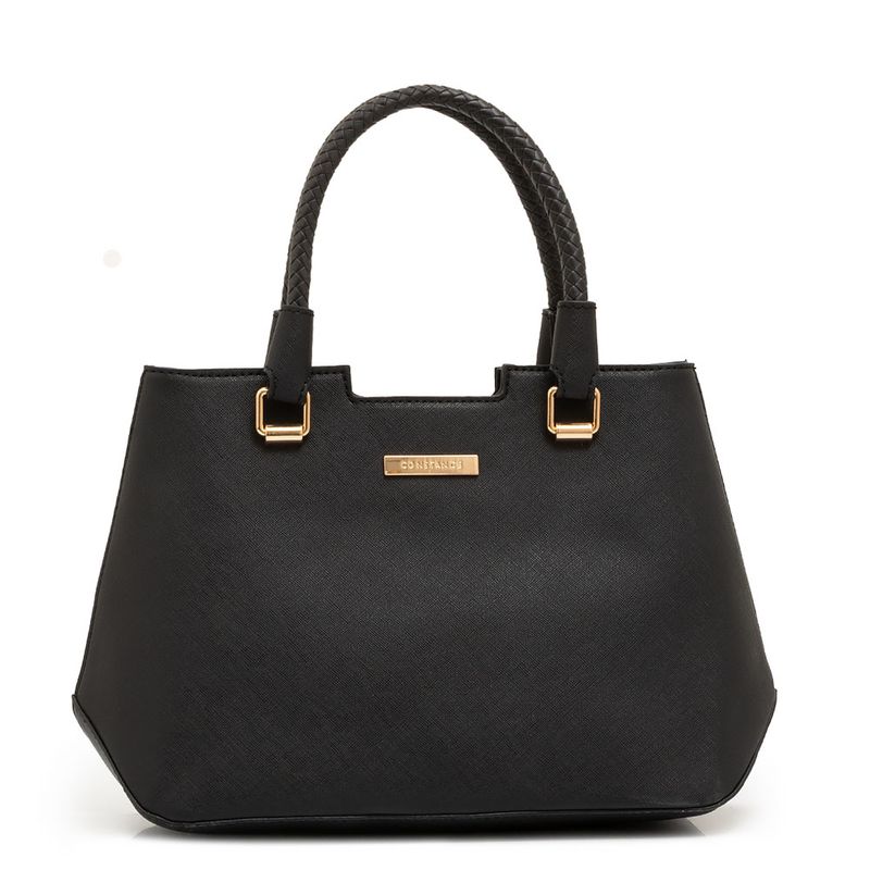 Bolsa Tote Alça Tressê Preta - Constance Calçados