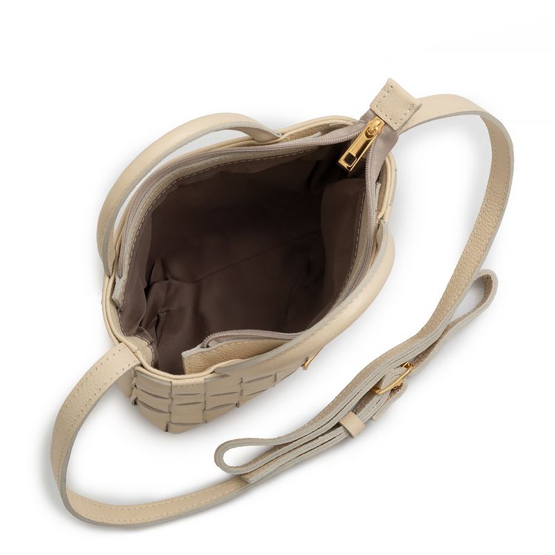 Bolsa Tiracolo Couro Tressê Off White - Constance Calçados