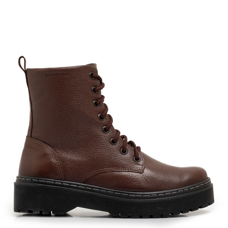 Coturno Feminino de Couro Marrom Constance Calçados