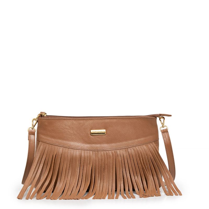 Bolsa Tiracolo Couro Franja Caramelo - Constance Calçados