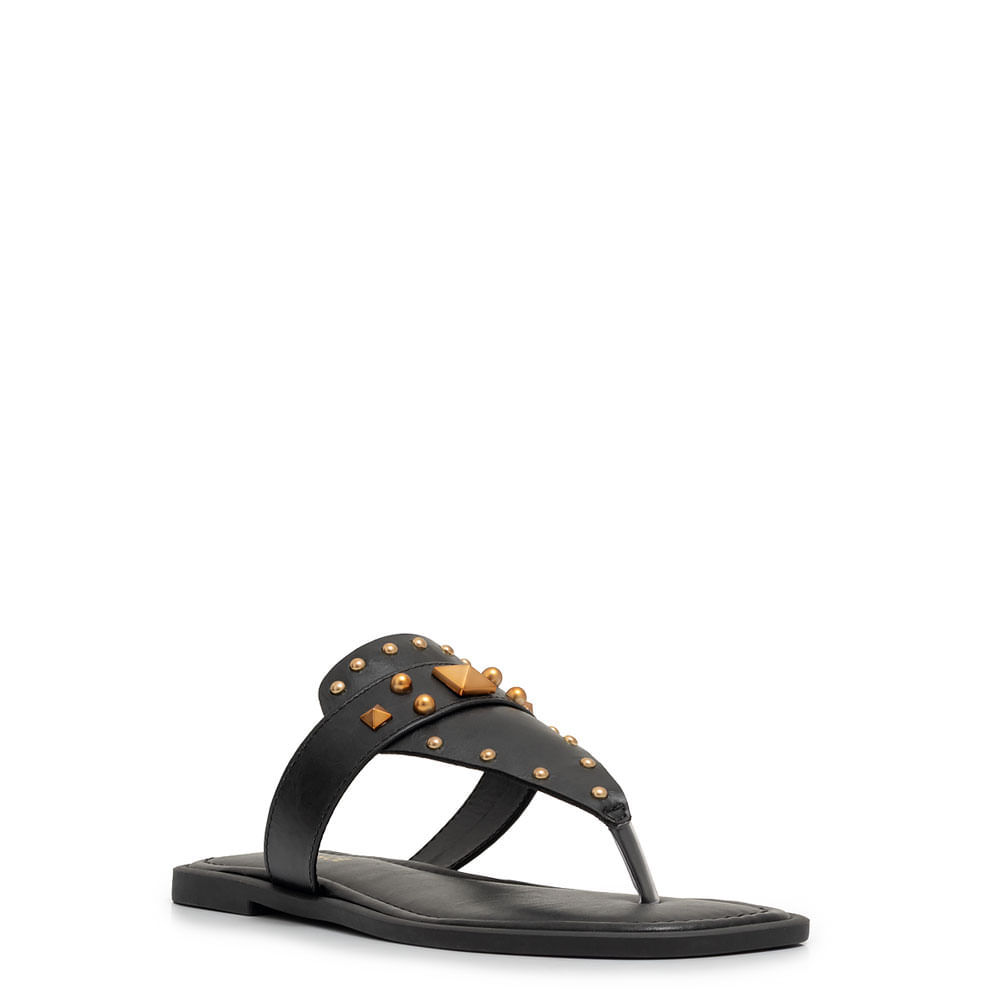 Rasteira Spikes Preta - Constance Calçados