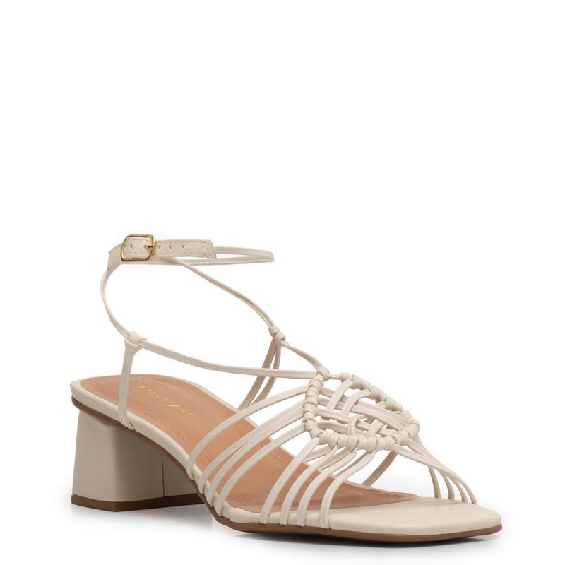 Sandália Macramê Off White - Constance Calçados