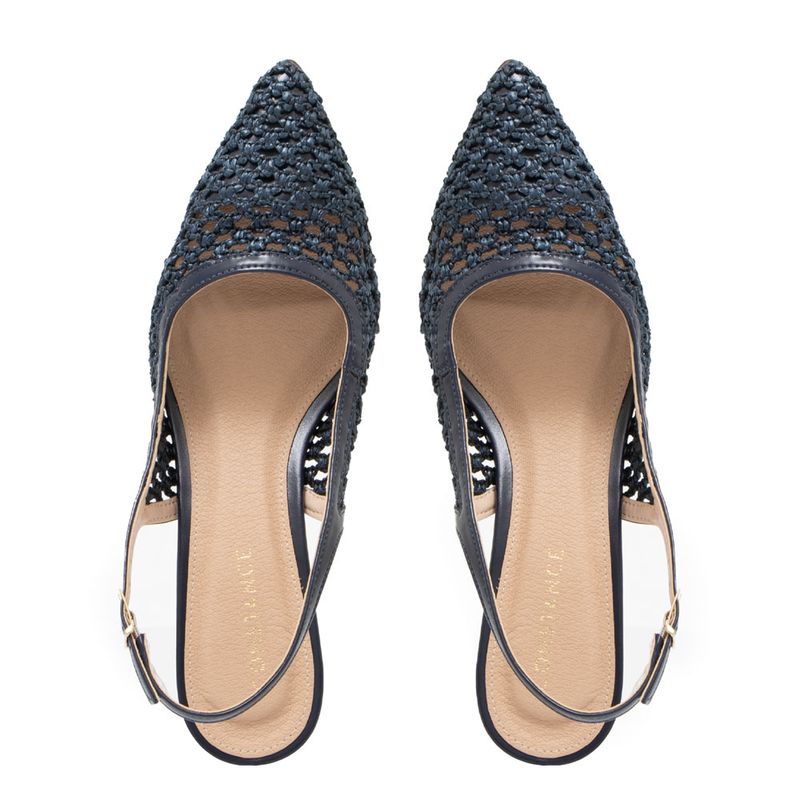 Scarpin Slingback Azul Tressê - Constance Calçados