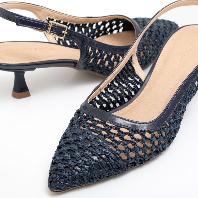 Scarpin Slingback Azul Tressê - Constance Calçados