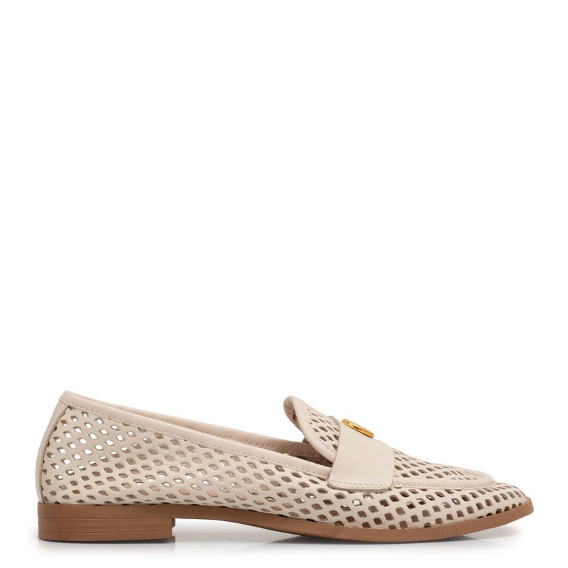 Mocassim Off White Laser Medalha - Constance Calçados