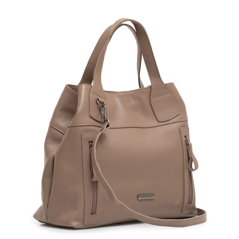 Bolsa Tote Couro Zíper Cinza - Constance Calçados
