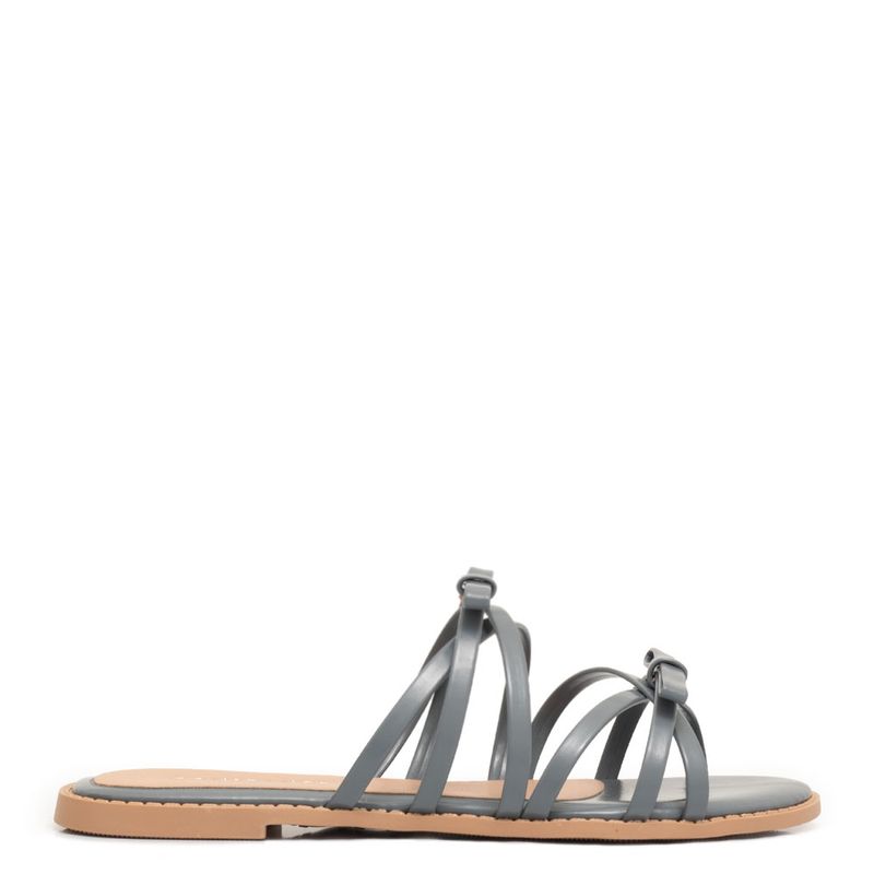 yuri チャコールグレーXS Rasteira Azul de Tiras com Laços - Constance Calçados