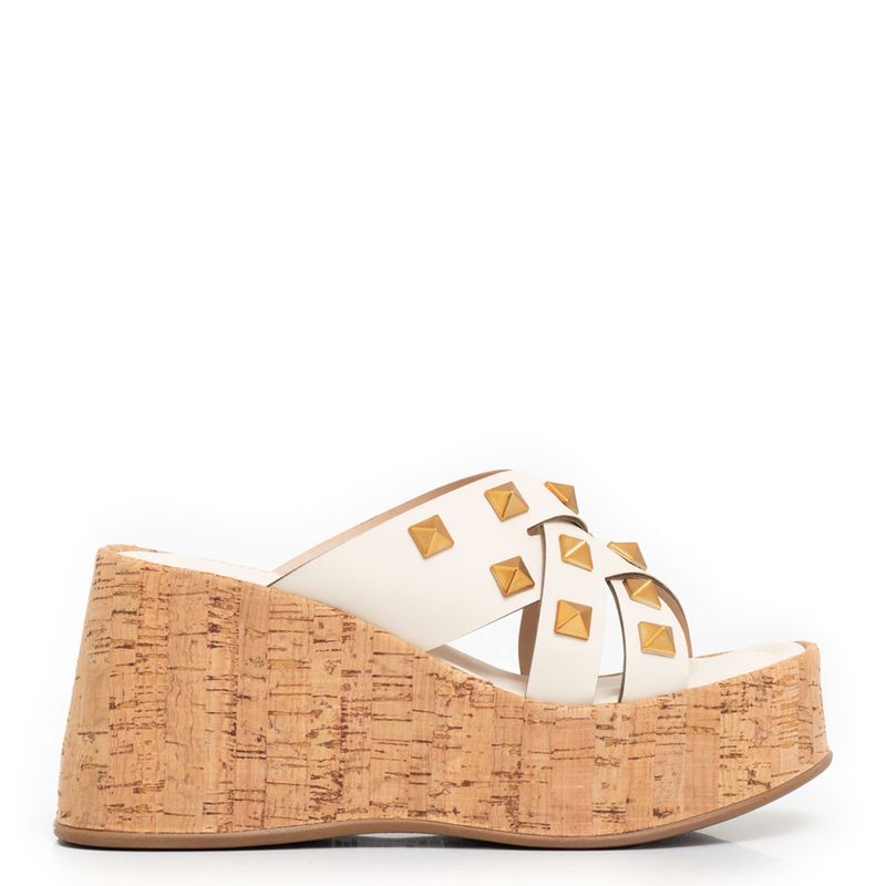 ささかま Tamanco Off White Plataforma Spikes - Constance Calçados